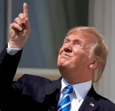 Donald Trump looking directly at the sun as US president